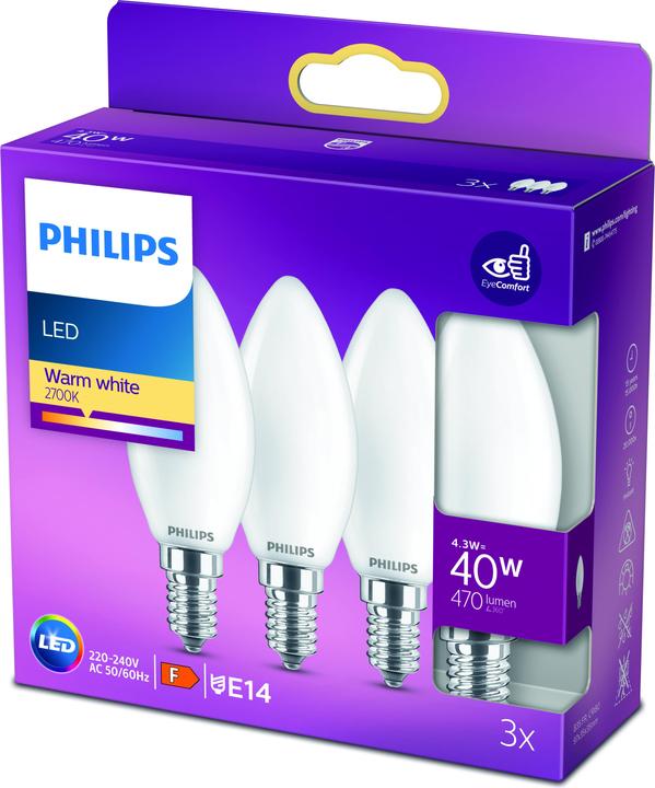 Actual product image Philips Lamp (E14, 4.30 W, 470 lm, 3 x, F)