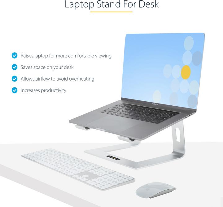 Image du produit StarTech com LAPTOP-STAND-SILVER, Supports de Notebook, Argent, 43,2 cm (17"), Aluminium, 5...