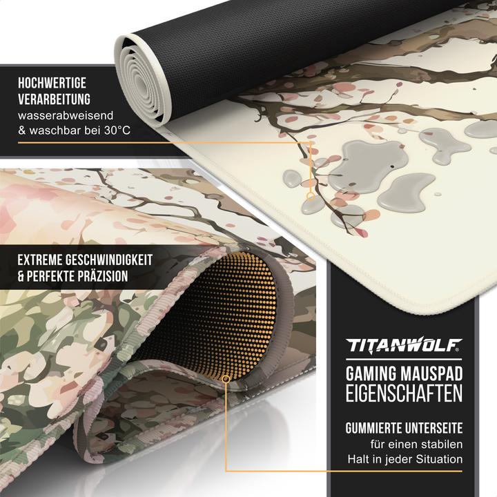 Image du produit Titanwolf Gaming Mauspad, 900 x 400mm XXL Speed Gaming Mausmatte, Mousepad Extragrosse Fläche, Japan Painting (XXL)