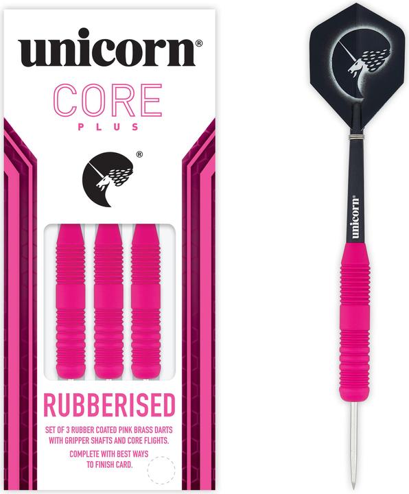 Produktbild Unicorn Core Plus Rubberised Pink Steel Darts 1 Satz (24 g)