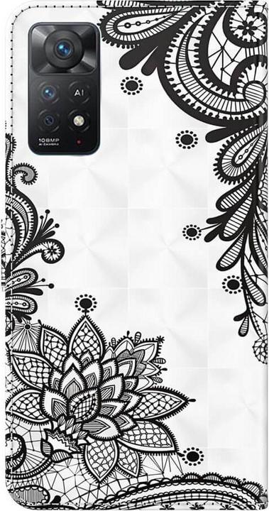 Productafbeelding Cover-Discount Xiaomi Redmi Note 11 Pro / 12 Pro - Hoesje Glitter Effect Bloemen Zwart (Realme 12 Pro+, Xiaomi Redmi Note 11 Pro)