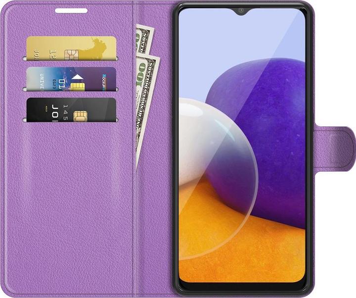 Productafbeelding Cover-Discount Galaxy A22 5G - Leren beschermhoes paars (Samsung Galaxy A22 5G)