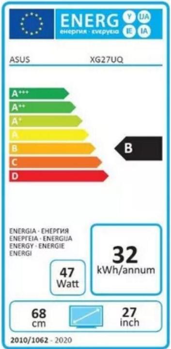 Energy Label ASUS ROG Strix XG27UQ (3840 x 2160 Pixels, 27")