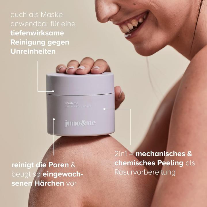 Immagine prodotto Juno & Me 2in1 AHA Body Scrub: Körperpeeling mit Vulkangestein (160 ml)