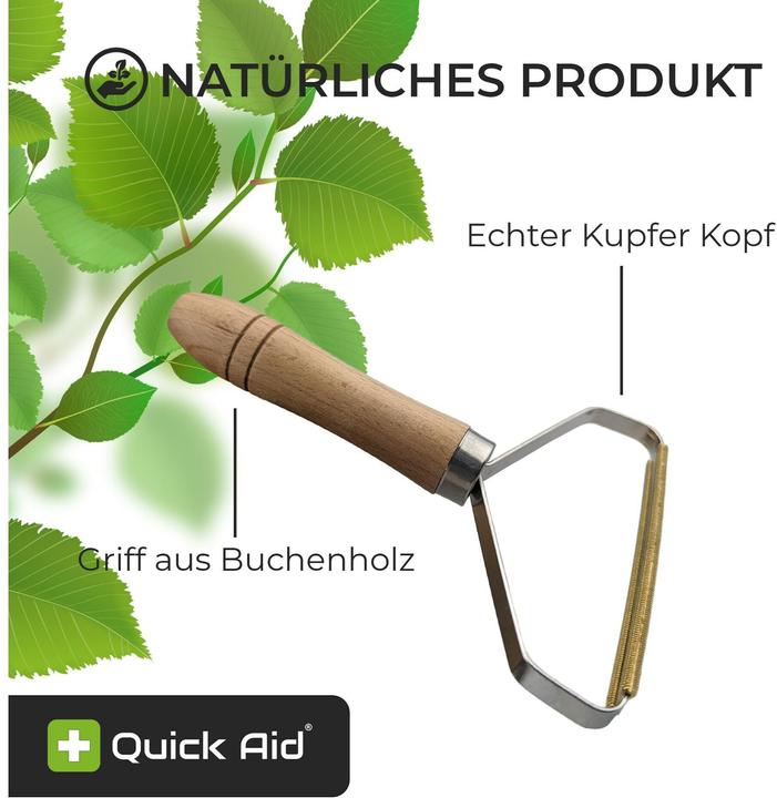 Image du produit Quick Aid Élimination des peluches et des poils d'animaux avec manche en hêtre