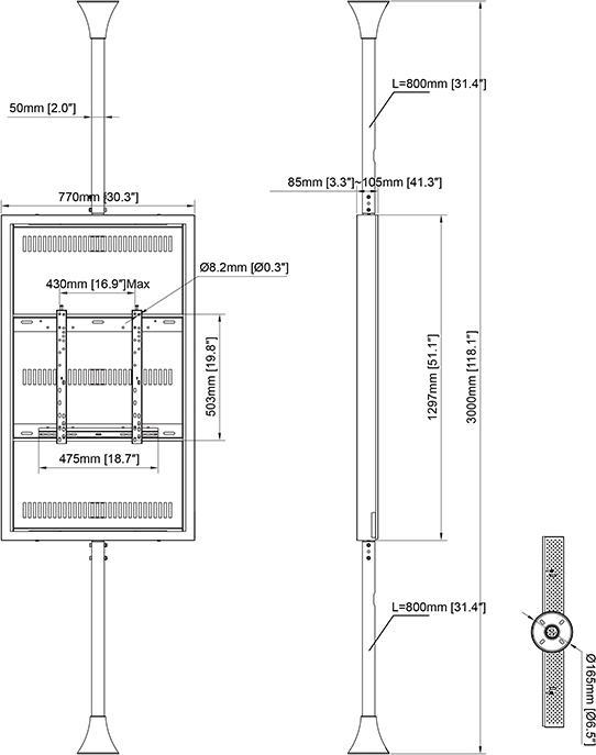 Produktbild Multibrackets Monitor Rahmen,Boden-Deckenmontage, 55"