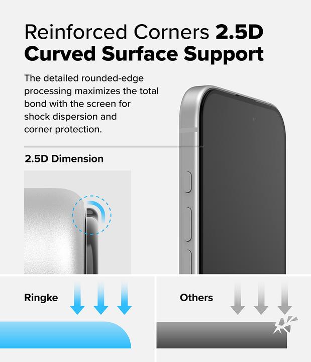 Productafbeelding Ringke Screen Protector voor iPhone 16 / 15 EASY SLIDE TEMPERED GLASS 2 pack, w installation Jig (2 Stuk, Apple iPhone 16)