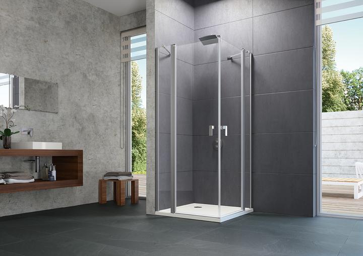 Produktbild Hüppe Design pure 4-Eck Schwingtür, mit festem Segment, Breite:78cm Höhe:200cm, Anschlag links & (211 cm, 95 cm, 11 cm)