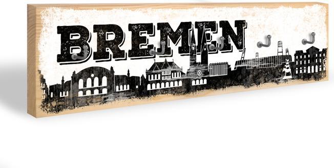 Produktbild Trenddeko Bremen Skyline + 5 Haken (40 x 10 cm)