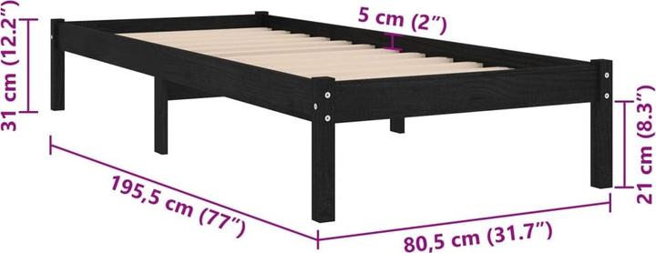 Image du produit VidaXL Bett ohne Matratze Kiefer (90 x 190 cm)