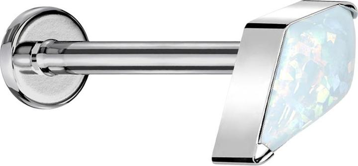 Actual product image Star Piercing Micro Threadless Labret silber Diamant silber mit Opal weiss (Titanium G23)