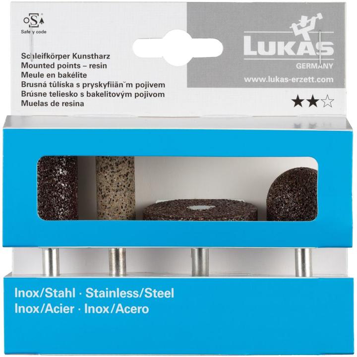 Immagine prodotto Lukas Set di matite abrasive 4 pezzi per acciaio inossidabile gambo 6 mm corindone