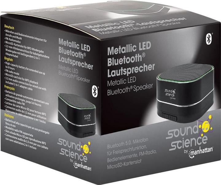 Actual product image Manhattan Sound Science Metallic LED Bluetooth® Speaker (6 h, Battery operated)