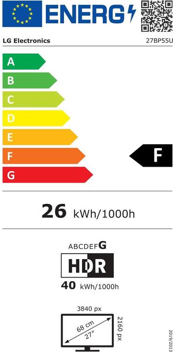 Energy Label LG 27" 27BP55U-B (3840 x 2160 Pixels, 27")
