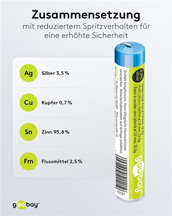 Produktbild Goobay Profi-Lötzinn bleifrei, ø 1,0 mm, 12,5 g (Lötzinn)