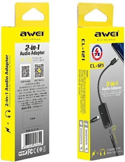 Produktbild adidas Adapter USB Awei CL-121 Lightning - 3,5 mm Klinke + Lightning Schwarz (AWEI083BLK)
