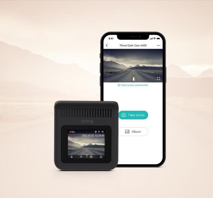Actual product image 70mai Streckenrekorder Xiaomi Dash Cam A400 Raudon (Built-in microphone, Night vision, Wi-Fi, QHD)