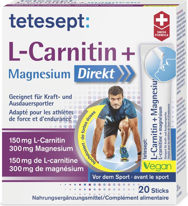 Tetesept L-Carnitin + Magnesium (20 Stück, Pulver, Sachet, Beutel, 90 g)