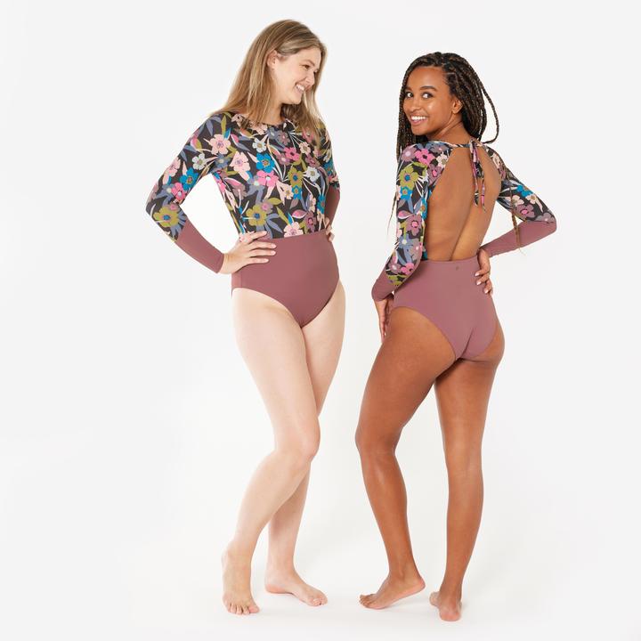 Image du produit Olaian Maillot de bain surf 1 pièce manches longues fleuri Femme - Mary azalea violet (XL)