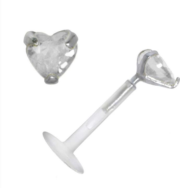 Bijouteria Piercing für Lippe/Tragus (Bioplast, Silber 925, Zirkonia)