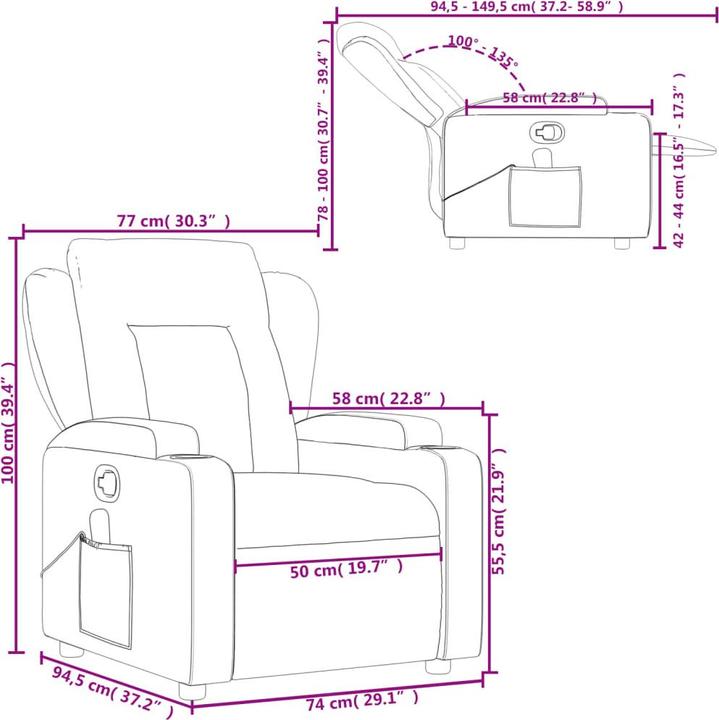 Immagine prodotto VidaXL Poltrona massaggiante in tessuto rosso vino,Colore: Rosso vino,Materiale: Tessuto