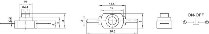 Produktbild Eneroid Miniatur-Druckschalter YT-1208-YD, 12x8 mm, Ein/Aus