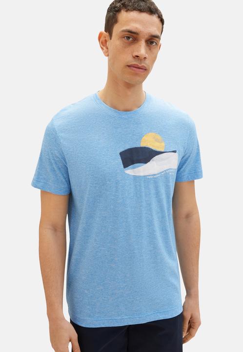 Image du produit Tom Tailor T-Shirt Gestreiftes Kurzarmshirt mit Rundhalsausschnitt und Foto-Print (3XL)