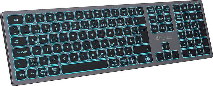 Produktbild GeneralKeys Funk-Tastatur mit 7-farbiger Beleuchtung, Slim-Design, 10 m, 2,4 GHz (DE, Kabelgebunden)
