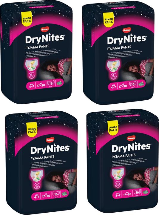 Actual product image Huggies Night Diapers Jumbo Pack Girl 4-7 years (Size M, Monthly box, 64 Piece)