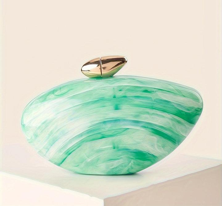 Actual product image Only-Bags.Store Elegant marble bag with magnetic fastening and detachable chain - vintage-inspired evening bag