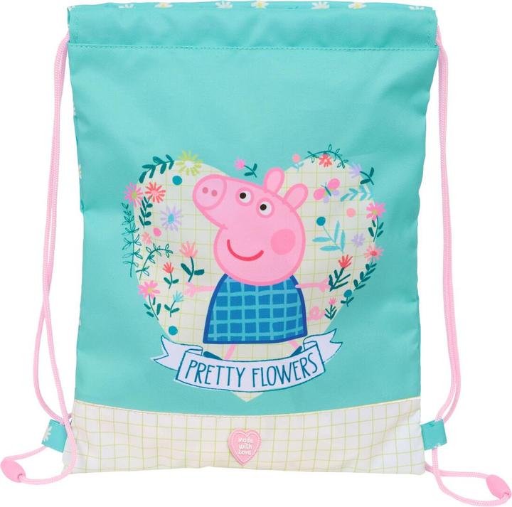 Immagine prodotto Safta Rucksacktasche mit Bändern Peppa Pig Pretty flowers Gelb Minze 26 x 34 x 1 cm
