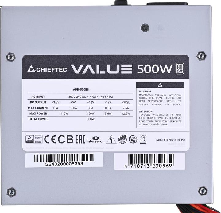 Produktbild Chieftec VALUE SERIES APB-500B8 - Netzteil (intern) (500 W)