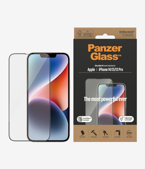 Immagine prodotto PanzerGlass Vestibilità ultra-ampia (1 Pezzo/i, Apple iPhone 14, Apple iPhone 13, Apple iPhone 13 Pro)