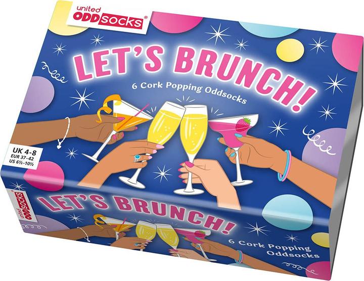 Actual product image United Oddsocks Let's Brunch Box of 6 Ladies Odd socks - US 6½ -10½ (Single pack, 37 - 42)
