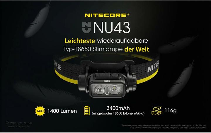 Image du produit Nitecore NU43 Noir, Jaune Lampe de poche frontale LED (1400 lm)