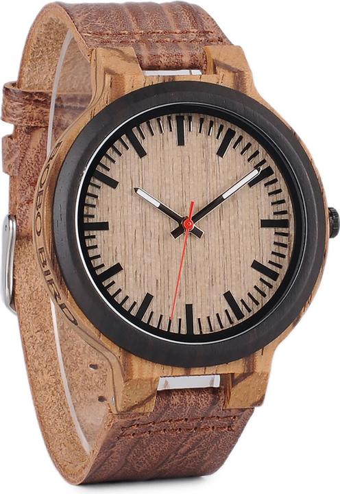 Natura Punto Sportlich-elegante Uhr aus Bambus mit smarten Details, Lederarmband (Sportuhr)