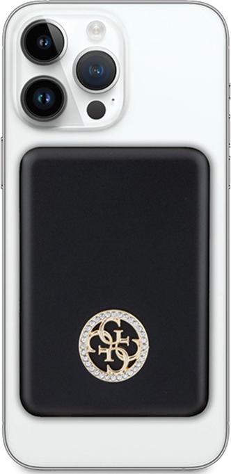 Actual product image Guess Powerbank indukcyjny 5W GUPBM3AL4DMK 3000mAh czarny/black MagSafe 4G Strassed Metal Logo (3000 mAh, 5 W)