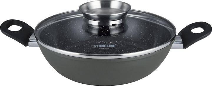 Actual product image Stoneline CERAMIC Servierpfanne 24cm, Keramik-Beschichtung, mit Aroma-Glasdeckel (Pan set + pot set, Aluminium)