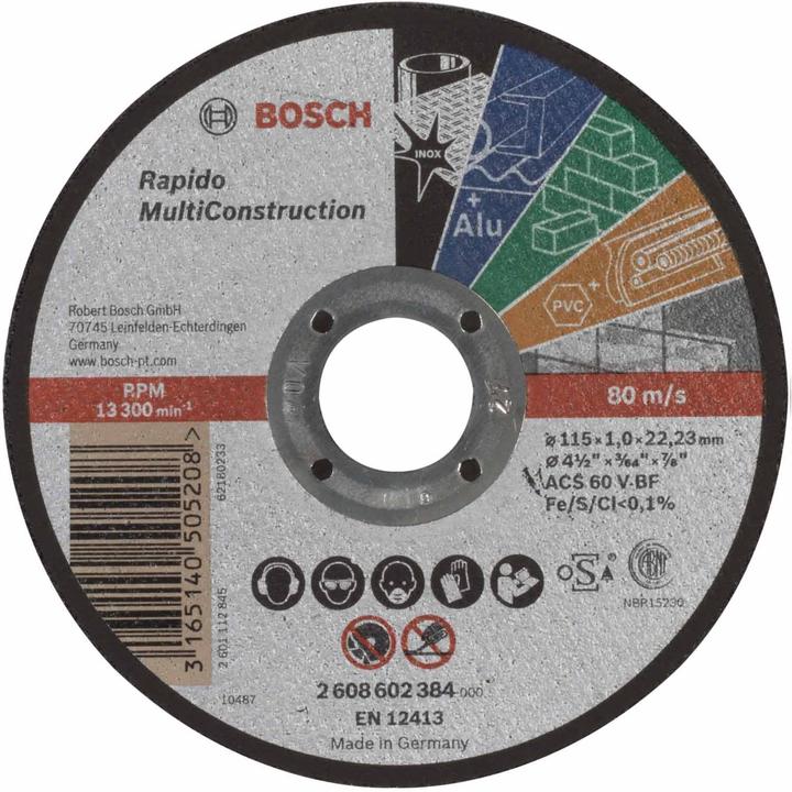Bosch Professional Zubehör PRO Disco da taglio multi materiale, 115 x 1 x 22,23 mm