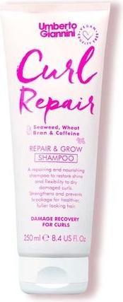 Produktbild Umberto Giannini Curl Repair Shampoo Vegan Cruelty Free Repair Growth Formula mit Meeresalgen Weizen Bra (Flüssiges Shampoo)