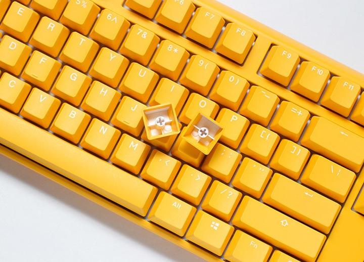 Actual product image Ducky One 3 Yellow TKL Gaming Keyboard, RGB LED - MX-Red (US) (US, Cable)