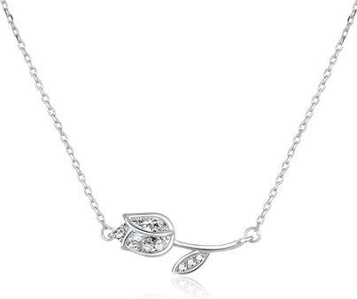 Beneto Romantic silver necklace with clear zircons AGS486 / 47L (L)