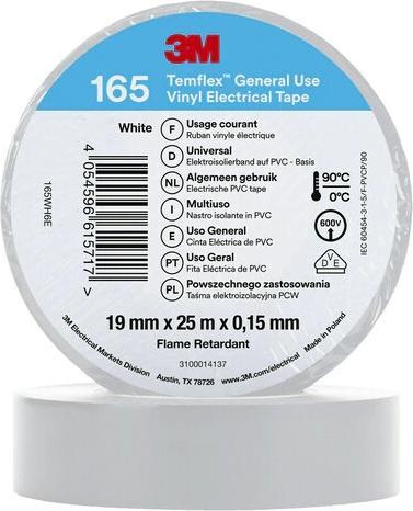 Produktbild 3M 165WH6E Isolierband Weiss 19mmx25m (19 mm)