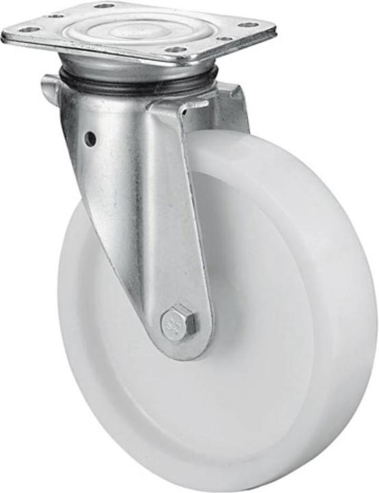 Actual product image BS Rollen Heavy duty swivel castor Wheel Ø 200 mm Load capacity 600 kg Plastic plate L138xW110 mm