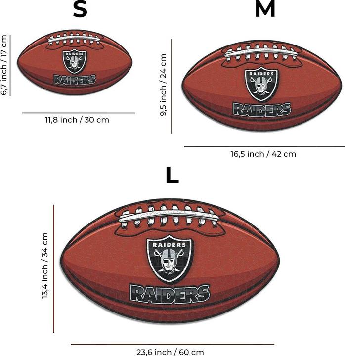 Produktbild Iconic NFL - Las Vegas Raiders – Football mit Logo - Holz Puzzle Grösse L (500 Teile) (500 Teile)