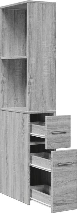 Produktbild VidaXL Badschrank Hochschrank Nischenschrank Schmal mit Rollen Grau Sonoma (22 x 41 x 135 cm)