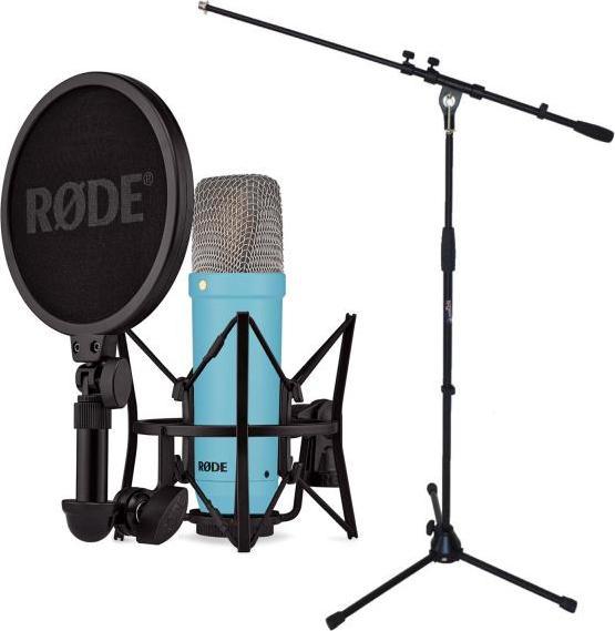 Actual product image RØDE NT1 Signature Blue Microphone Blue with stand