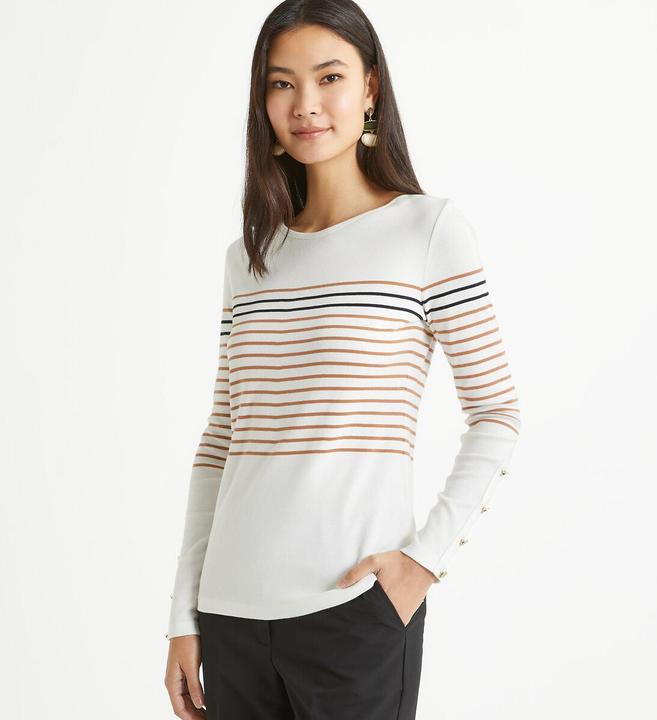 Anne Weyburn Gestreiftes Rundhals-Shirt mit langen Ärmeln