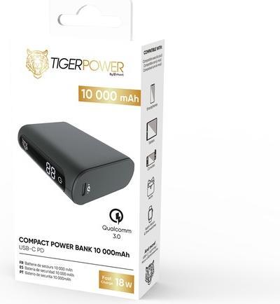 Image du produit Muvit TIGER POWERBANK 10000MAH PD + QC AVEC 2 CABLE TYPE C NOIR (10000 mAh, 20 W)