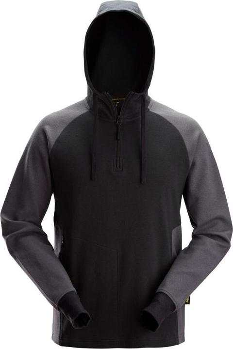 Snickers Workwear 28425804004 Zweifarbiger Hoodie mit halbem Reissverschluss Stahlgrau S (XS, S, M, L, XL, XXL, 3XL)